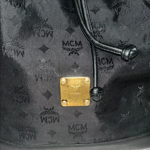 MCM Black Monogram Backpack with Leather Trim - Picture 4 of 17